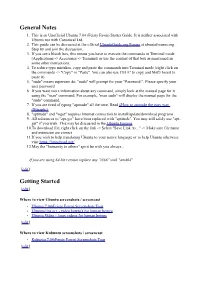 General Notes Getting Started