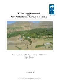 Recovery Needs Assessment 2015 Warm Weather-Induced Mudflows and Flooding