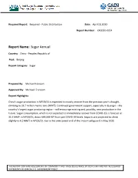 Report Name: Sugar Annual