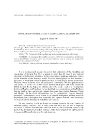 How Ronald Fisher Became a Mathematical Statistician