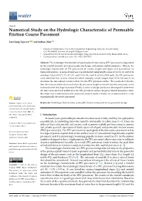Numerical Study on the Hydrologic Characteristic of Permeable Friction Course Pavement