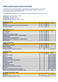Organic Product List (PDF)
