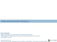 Oxide Crystal Structures: the Basics