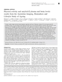 Physical Activity and Amyloid-&Beta