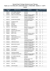 Sacred Heart College (Autonomous) Thevara Rank List - B a ENGLISH LANGUAGE and LITERATURE - MODEL II - COPY - AIDED