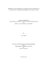 (Scorpiones: Buthidae) Venom a Thesis Submitted