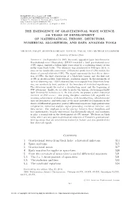 The Emergence of Gravitational Wave Science: 100 Years of Development of Mathematical Theory, Detectors, Numerical Algorithms, and Data Analysis Tools