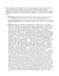 This Is the Bennington Museum Library's “History-Biography” File, with Information of Regional Relevance Accumulated O