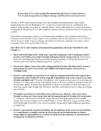 1 Declaration of U.S. and Canadian Environmental and Conservation