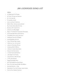 Jim Lockwood Song List