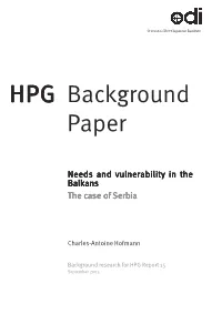 Needs and Vulnerability in the Balkans: the Case of Serbia