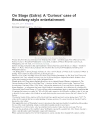 On Stage (Extra): a 'Curious' Case of Broadway-Style Entertainment