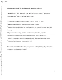 Pollen DNA Barcoding: Current Applications and Future Prospects