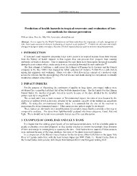 Prediction of Health Hazards in Tropical Reservoirs and Evaluation of Low- Cost Methods for Disease Prevention