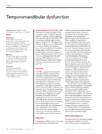 Temporomandibular Dysfunction