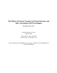 The Effects of Genetic Variants on Protein Structure and Their Associations with Preeclampsia