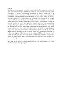 Abstract Sporting Mega-Events Generate Substantial Carbon