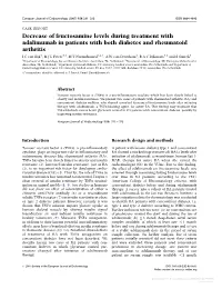 Decrease of Fructosamine Levels During Treatment with Adalimumab