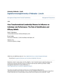 How Transformational Leadership Weaves Its Influence on Individual Job Performance: the Role of Identification and Efficacy Beliefs
