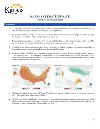 KANSAS CLIMATE UPDATE October 2019 Summary