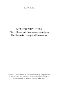 Memory Meanders. Place, Home and Commemoration in an Ex