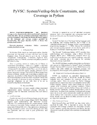 Pyvsc: Systemverilog-Style Constraints and Coverage in Python