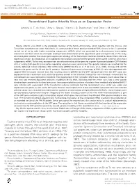 Recombinant Equine Arteritis Virus As an Expression Vector