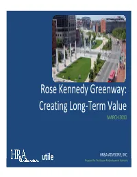 Rose Kennedy Greenway: Creating Long-Term Value