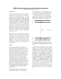 STED Fluorescence Microscopy: a Method of Resolution Enhancement Submitted by David Biss and Jason Neiser
