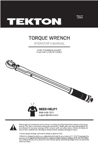 Torque Wrench Operator’S Manual