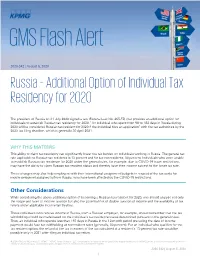 GMS Flash Alert 2020-342 Russia – Additional Option Of