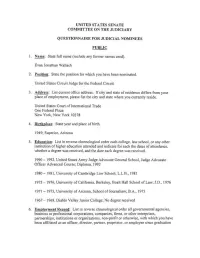Questionnaire for Judicial Nominees