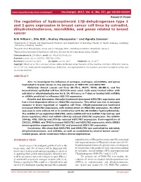 The Regulation of Hydroxysteroid 17Β-Dehydrogenase Type 1 and 2