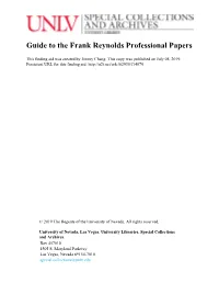 Guide to the Frank Reynolds Professional Papers