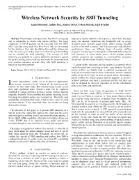 Wireless Network Security by SSH Tunneling