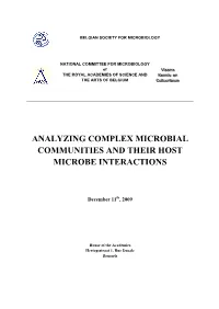Analyzing Complex Microbial Communities and Their Host Microbe Interactions