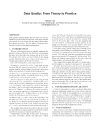 Data Quality: from Theory to Practice