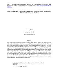 Equity-Bond Yield Correlation and the FED Model: Evidence of Switching Behaviour from the G7 Markets