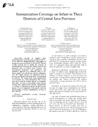 Immunization Coverage on Infant in Three Districts of Central Java Province
