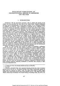 Involuntary Sterilization: an Unconstitutional Menace to Minorities and the Poor