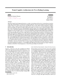 Neural Cognitive Architectures for Never-Ending Learning