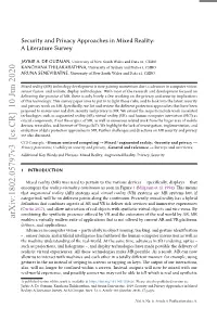 Security and Privacy Approaches in Mixed Reality:A Literature Survey