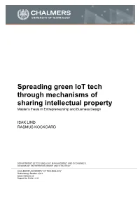 Spreading Green Iot Tech Through Mechanisms of Sharing Intellectual Property Master’S Thesis in Entrepreneurship and Business Design