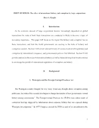 The Effect of International Bribery and Corruption by Large Corporations