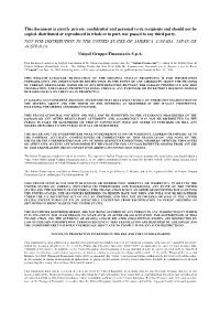 This Document Is Strictly Private, Confidential and Personal to Its Recipients and Should Not Be Copied, Distributed Or Reproduc