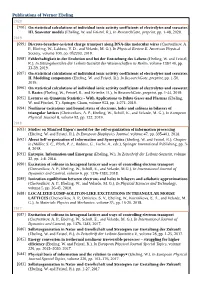 Publications of Werner Ebeling 2020 [700] on Statistical Calculations of Individual Ionic Activity Coefficients of Electrolytes and Seawater