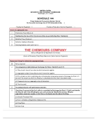 THE CHEMOURS COMPANY (Name of Registrant As Specified in Its Charter)