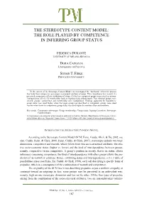 The Stereotype Content Model: the Role Played by Competence in Inferring Group Status
