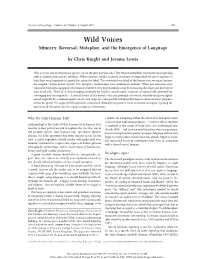 Wild Voices Mimicry, Reversal, Metaphor, and the Emergence of Language