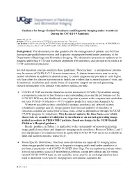 Guidance for Image-Guided Procedures and Diagnostic Imaging Under Anesthesia During the COVID-19 Pandemic